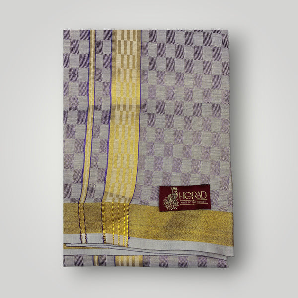 Horad Kora Cotton Tissue Square Emboss Sandstone Shirt  + Dhoti