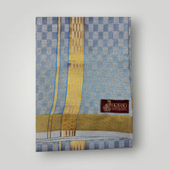 Horad Kora Cotton Tissue Square Emboss Blue Shirt  + Dhoti