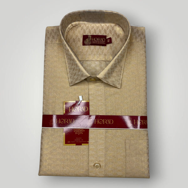 Horad Kora Cotton Tissue Emboss Gold Shirt+Dhoti