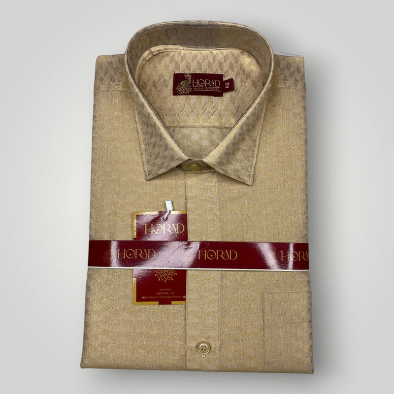 Horad Kora Cotton Tissue Emboss Gold Shirt+Dhoti