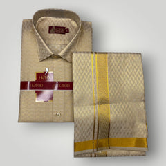 Horad Kora Cotton Tissue Emboss Gold Shirt+Dhoti