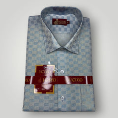Horad Kora Cotton Tissue Blue Square Emboss Shirt+Dhoti