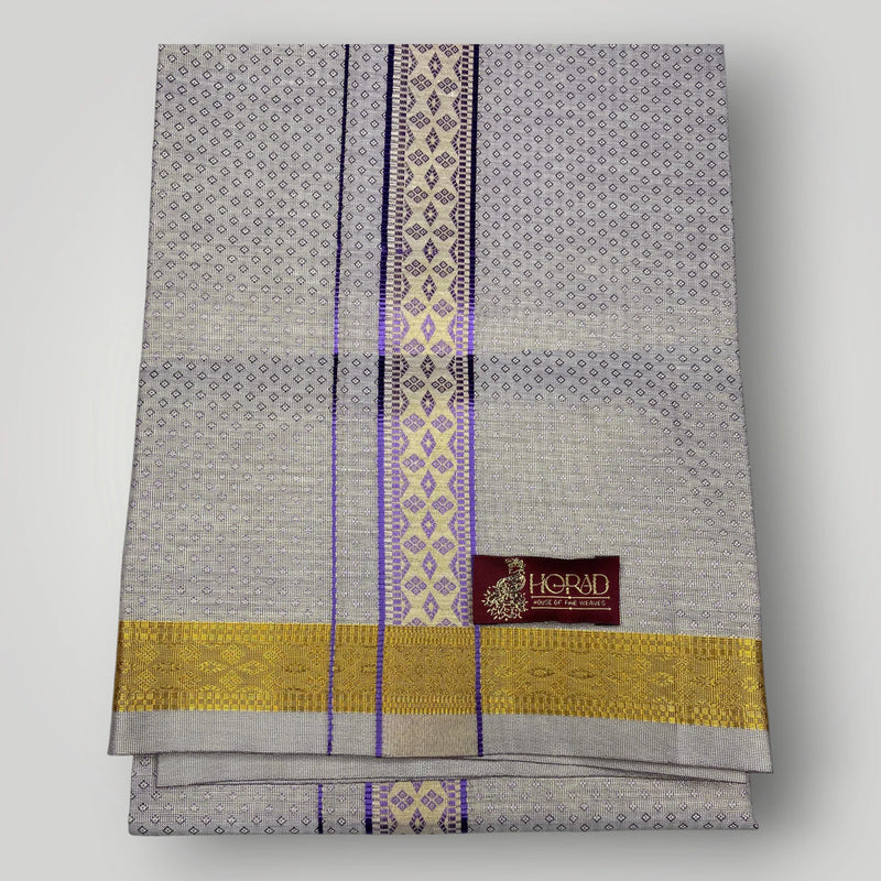 Horad Kora Cotton Tissue Emboss Deep Indigo Shirt+Dhoti