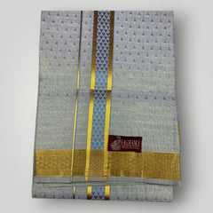 Horad Kora Cotton Tissue Bluish Grey Shirt+Dhoti