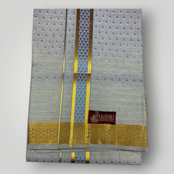 Horad Kora Cotton Tissue Bluish Grey Shirt+Dhoti