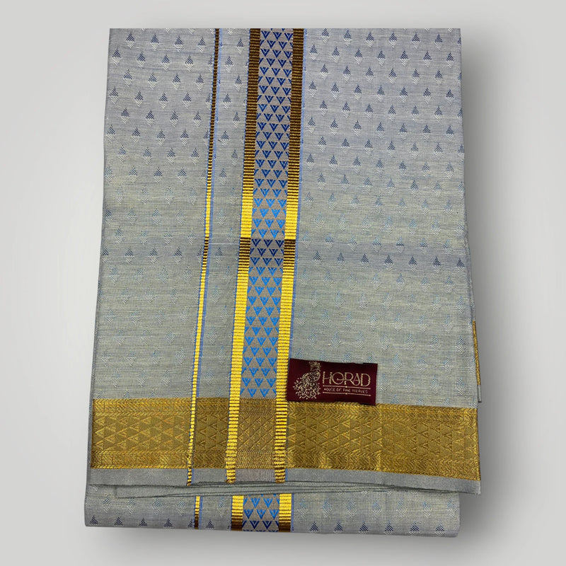 Horad Kora Cotton Tissue Bluish Grey Shirt+Dhoti