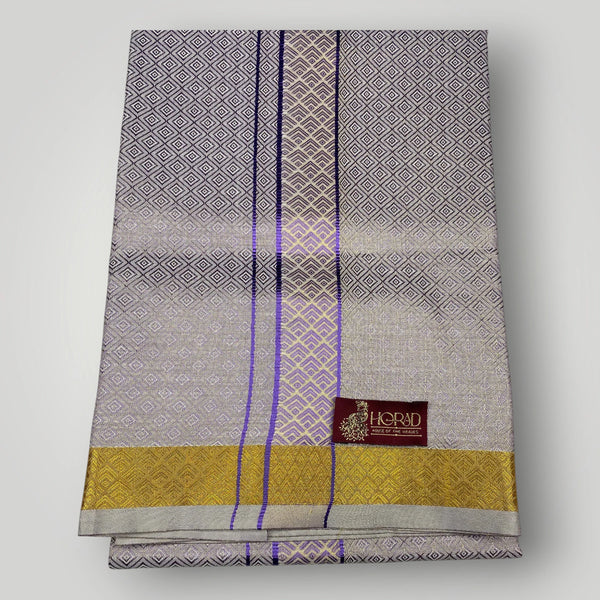 Horad Kora Cotton Tissue Emboss Deep Indigo Shirt+Dhoti