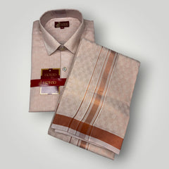 Horad Kora Cotton Tissue Light Copper Emboss Shirt+Dhoti