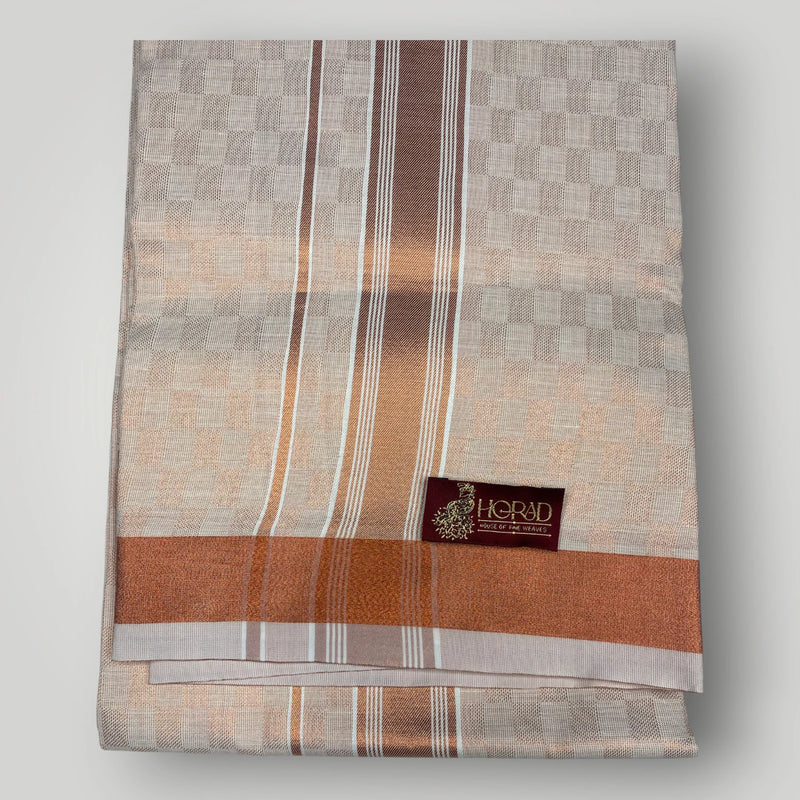 Horad Kora Cotton Tissue Light Copper Emboss Shirt+Dhoti