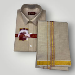 Horad Kora Cotton Tissue Desert Gold Shirt+Dhoti