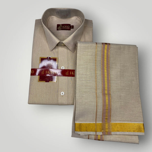 Horad Kora Cotton Tissue Desert Gold Shirt+Dhoti