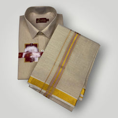 Horad Kora Cotton Tissue Desert Gold Shirt+Dhoti