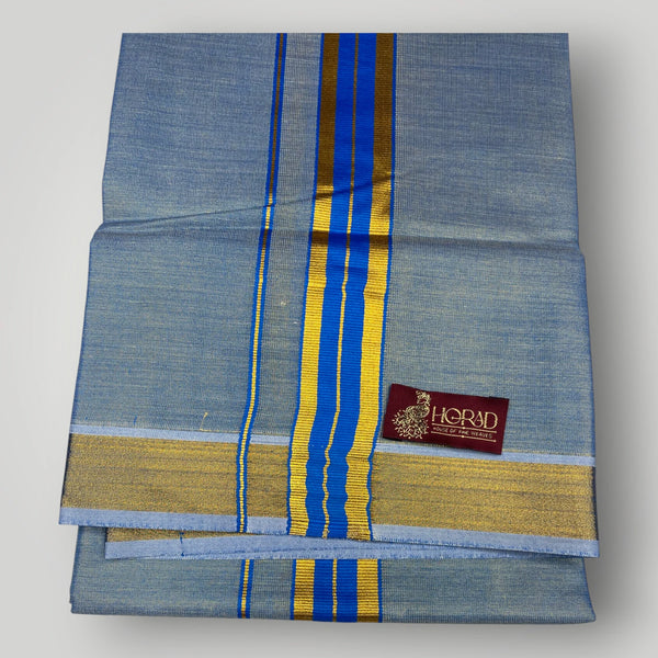 Horad Kora Cotton Tissue Dark Blue Shirt+Dhoti