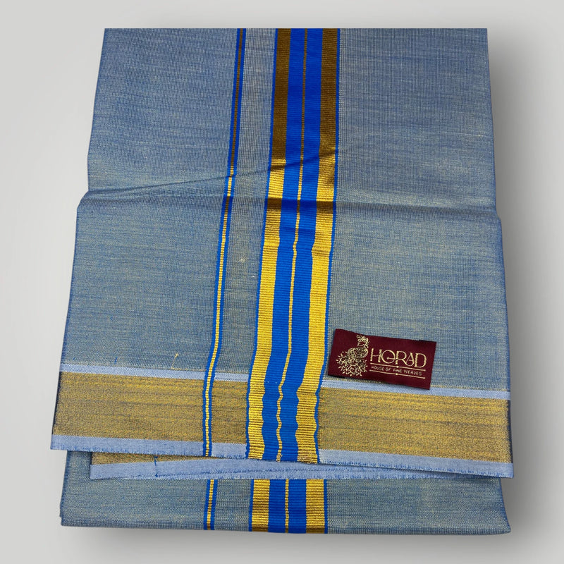 Horad Kora Cotton Tissue Dark Blue Shirt+Dhoti