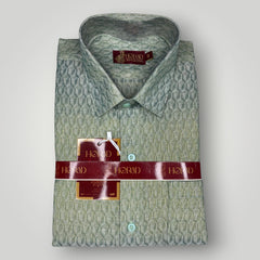 Horad Kora Cotton Tissue Forest Green Emboss Shirt+Dhoti