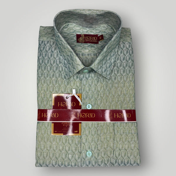 Horad Kora Cotton Tissue Forest Green Emboss Shirt+Dhoti