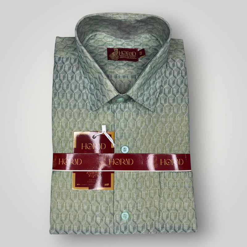 Horad Kora Cotton Tissue Forest Green Emboss Shirt+Dhoti