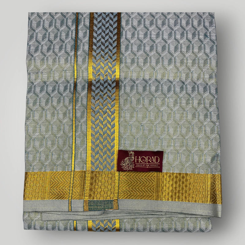 Horad Kora Cotton Tissue Forest Green Emboss Shirt+Dhoti