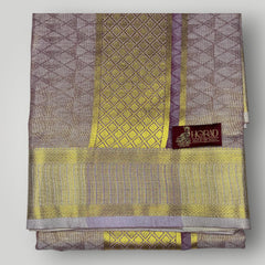 Horad Kora Cotton Tissue Magenta Emboss Shirt+Dhoti + Angavastram