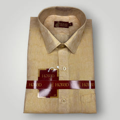 Horad Kora Cotton Tissue Light Gold Shirt + Dhoti + Angavastram