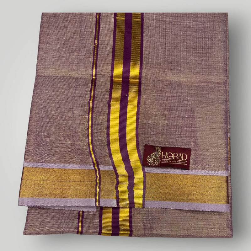 Horad Kora Cotton Tissue Dark Magenta Shirt+Dhoti