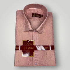 Horad Premium Art Silk Pink Shirt + Dhoti + Angavastram