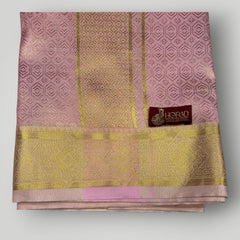 Horad Premium Art Silk Pink Shirt + Dhoti + Angavastram