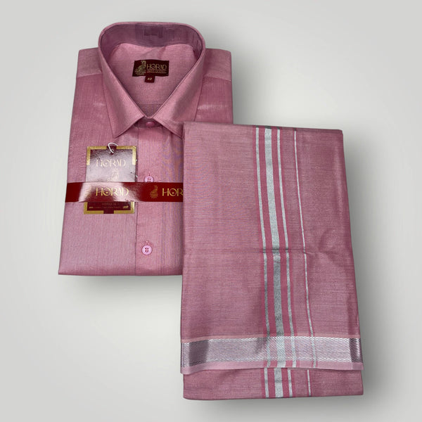 Horad Kora Cotton Tissue Light Pink Shirt+Dhoti