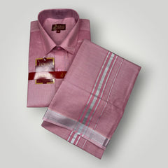 Horad Kora Cotton Tissue Light Pink Shirt+Dhoti