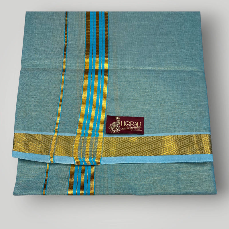 Horad Kora Cotton Tissue Sky Blue Shirt+Dhoti