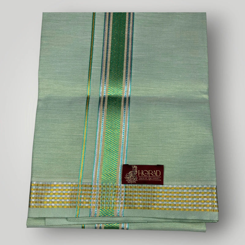 Horad Kora Cotton Tissue Apple Green Shirt+Dhoti
