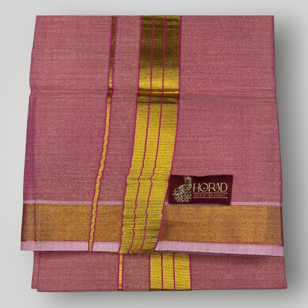 Horad Kora Cotton Tissue Dark Rose Shirt+Dhoti