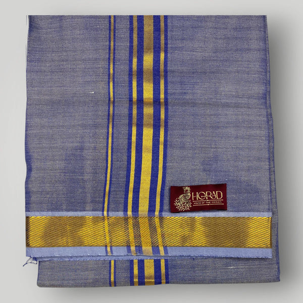 Horad Kora Cotton Tissue Navy Blue Shirt+Dhoti