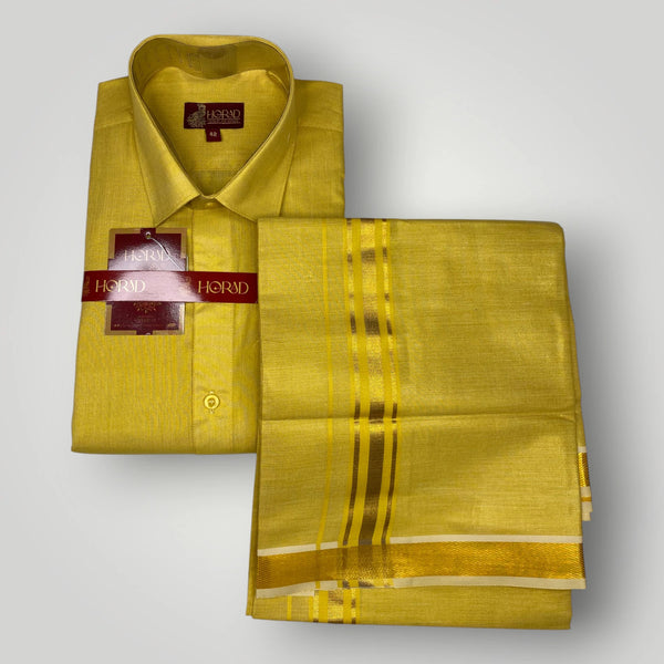 Horad Kora Cotton Tissue Dark Gold Shirt+Dhoti