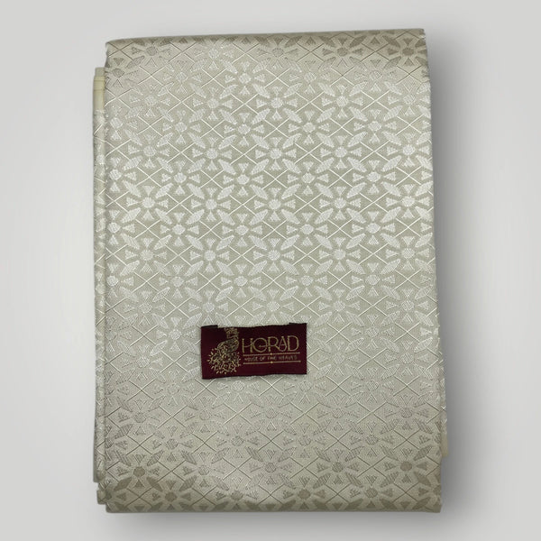 Horad Premium Art Silk Cream Emboss Shirt Material+Dhoti