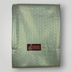 Horad Premium Art Silk 3 Inch Pista Green Emboss Shirt Material+Dhoti+Angavastram
