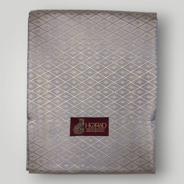 Horad Premium Art Silk 3 Inch Lavender Emboss Shirt Material+Dhoti+Angavastram
