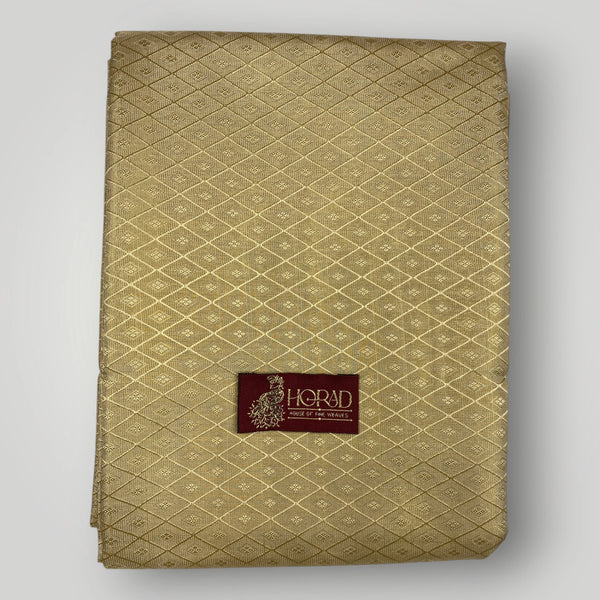 Horad Premium Art Silk Tissue Gold Shirt Material+Dhoti+Angavastram