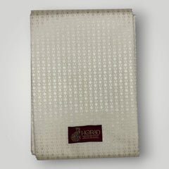 Horad Premium Art Silk Cream Emboss Shirt Material+Dhoti +Angavastram