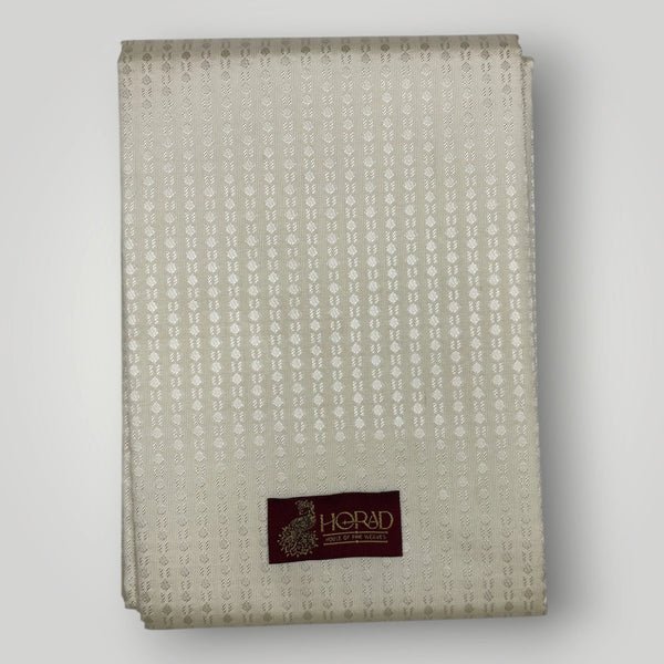 Horad Premium Art Silk Cream Emboss Shirt Material+Dhoti +Angavastram