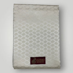 Horad Premium Art Silk Cream Emboss Shirt Material+Dhoti +Angavastram