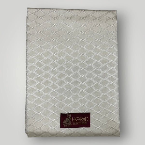 Horad Premium Art Silk Cream Emboss Shirt Material+Dhoti +Angavastram