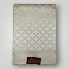 Horad Premium Art Silk Cream Emboss Shirt Material+Dhoti +Angavastram