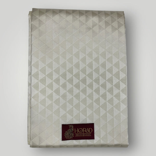 Horad Premium Art Silk Cream Emboss Shirt Material+Dhoti +Angavastram