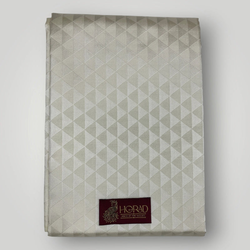 Horad Premium Art Silk Cream Emboss Shirt Material+Dhoti +Angavastram