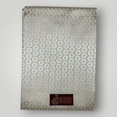 Horad Premium Art Silk Cream Emboss Shirt Material+Dhoti +Angavastram