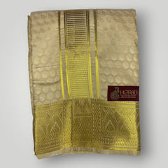 Horad Premium Art Silk Gold Emboss Shirt Material+Dhoti