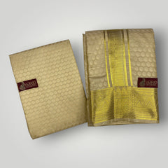 Horad Premium Art Silk Gold Emboss Shirt Material+Dhoti