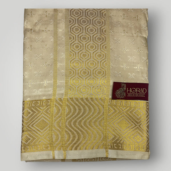 Horad Premium Art Silk Gold Emboss Shirt Material+Dhoti
