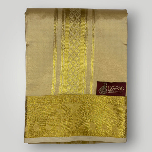 Horad Premium Art Silk Gold Shirt Material+Dhoti